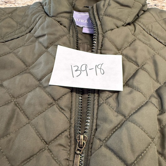 Laura Scott army green quilted vest SZ 2-4 - Picture 12 of 13